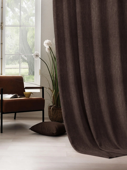 Arezzo Plain Blackout Curtains | Crater Brown | Set of 2