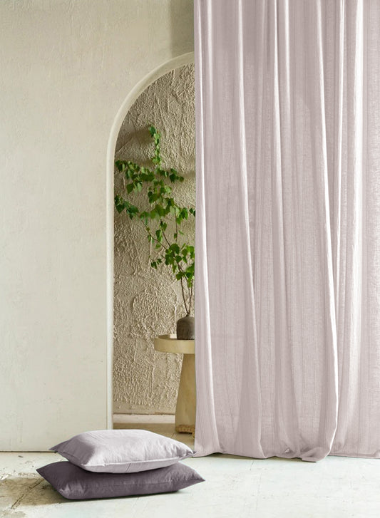 Amore Striped Sheer Curtains | Off White | Set of 2