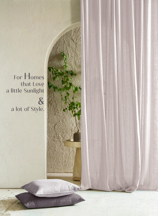 Amore Striped Sheer Curtains | Airy Elegance & Soft Light Filter | Off White | Set of 2 | Fully Customizable