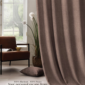 Arezzo Plain Blackout Curtains | Soft Heavy Fabric & Total Light Block | Hemp | Set of 2 | Fully Customizable
