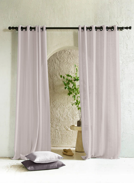 Amore Striped Sheer Curtains | Off White | Set of 2