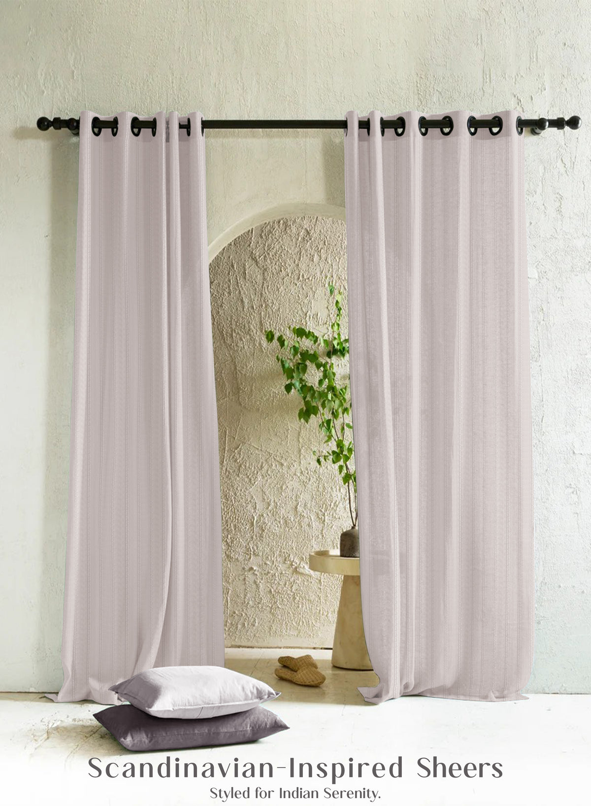 Amore Striped Sheer Curtains | Airy Elegance & Soft Light Filter | Off White | Set of 2 | Fully Customizable