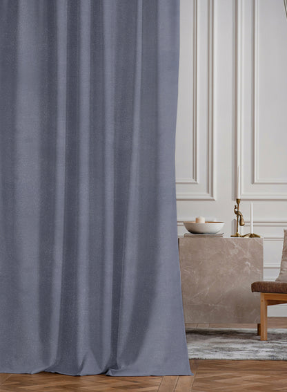 Casper Plain Room Darkening Curtains | Denim Blue | Set of 2