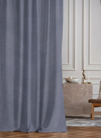 Casper Plain Room Darkening Curtains | Denim Blue | Set of 2