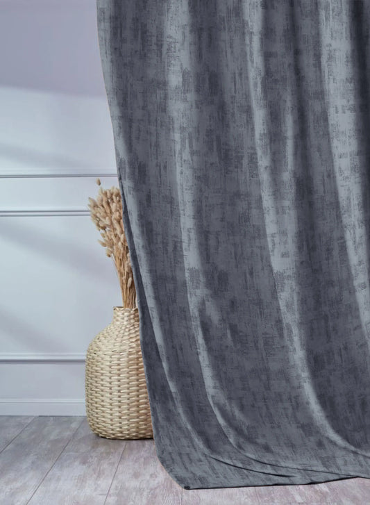 Bling Rustic Vibe Blackout Curtains | 100% Cotton | Dark Gray | Set of 2