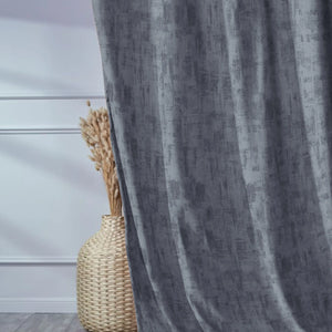 Bling Rustic Vibe Room Darkening Curtains | 100% Cotton | Dark Gray | Set of 2