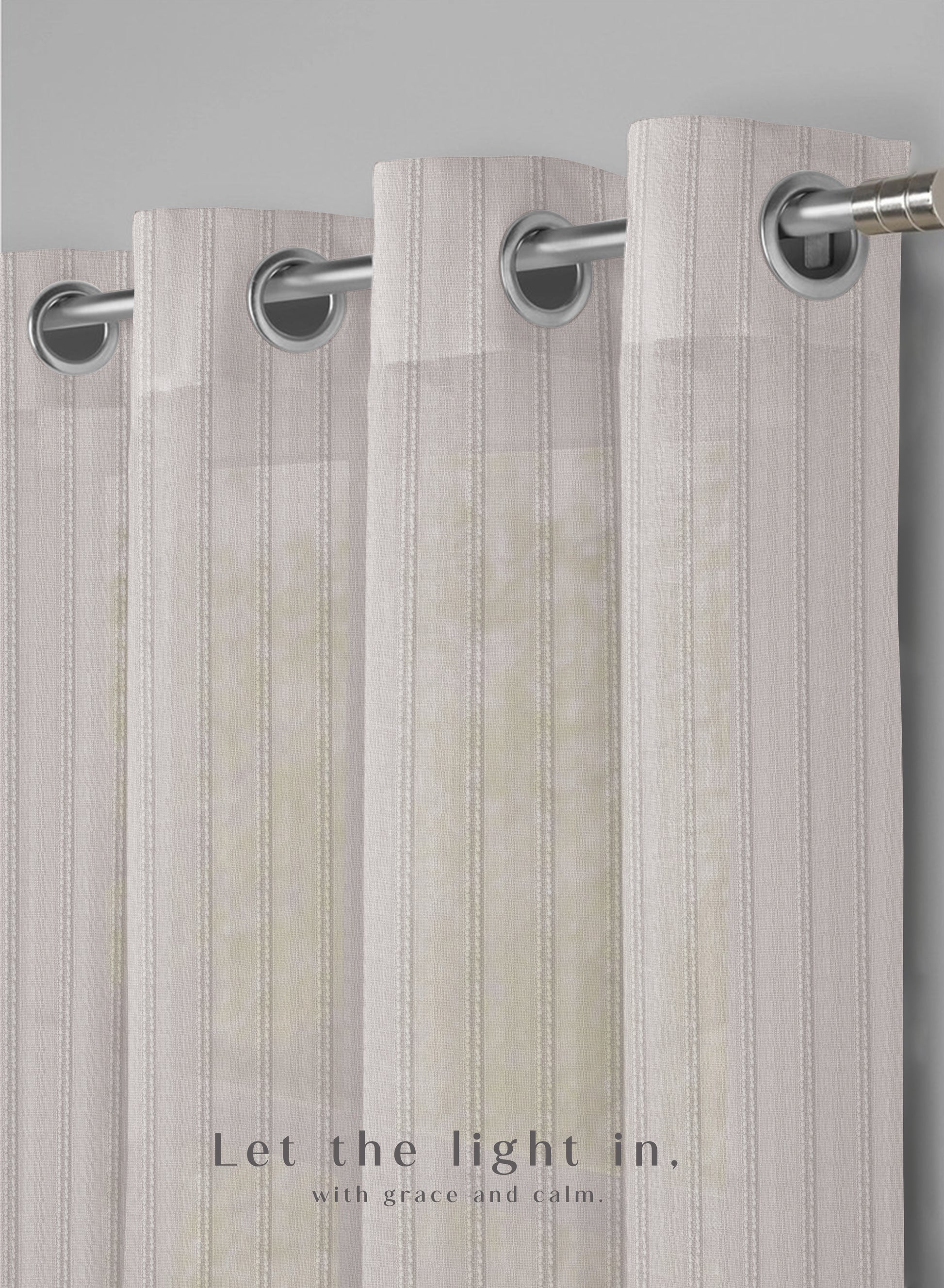 Amore Striped Sheer Curtains | Airy Elegance & Soft Light Filter | Off White | Set of 2 | Fully Customizable