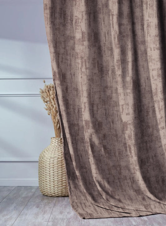 Bling Rustic Vibe Blackout Curtains | 100% Cotton | Brown | Set of 2