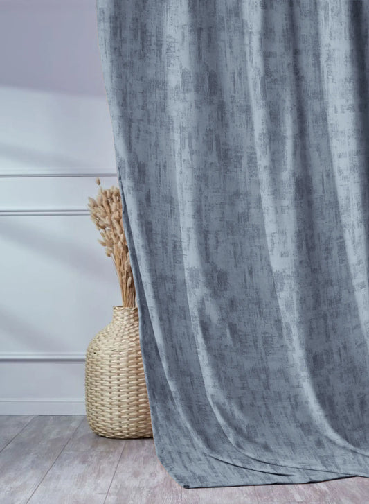 Bling Rustic Vibe Blackout Curtains | 100% Cotton | Blue | Set of 2