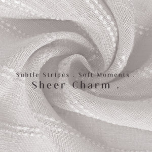 Amore Striped Sheer Curtains | Airy Elegance & Soft Light Filter | Off White | Set of 2 | Fully Customizable