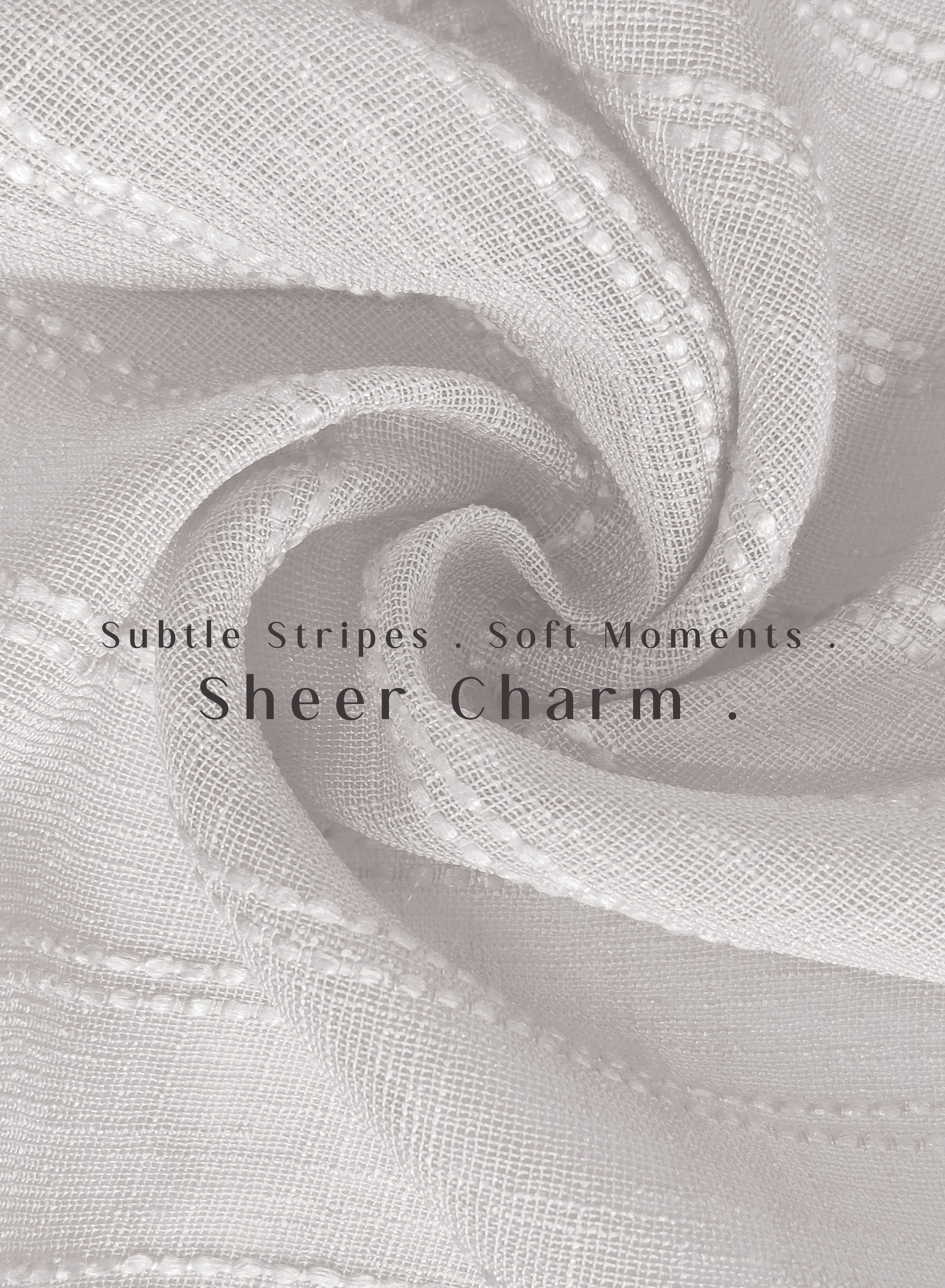 Amore Striped Sheer Curtains | Airy Elegance & Soft Light Filter | Off White | Set of 2 | Fully Customizable
