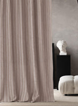 Lyon Cotton Blackout Curtains | Subtle Striped Weave & Total Light Block | Brown | Set of 2 | Fully Customizable
