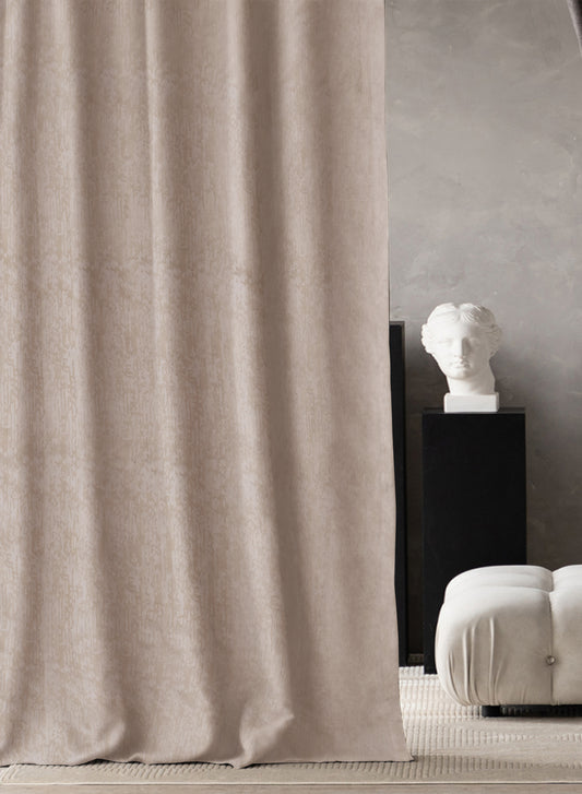 Lyon Cotton Room Darkening Curtains | Subtle Abstract Texture | Camel | Set of 2 | Fully Customizable