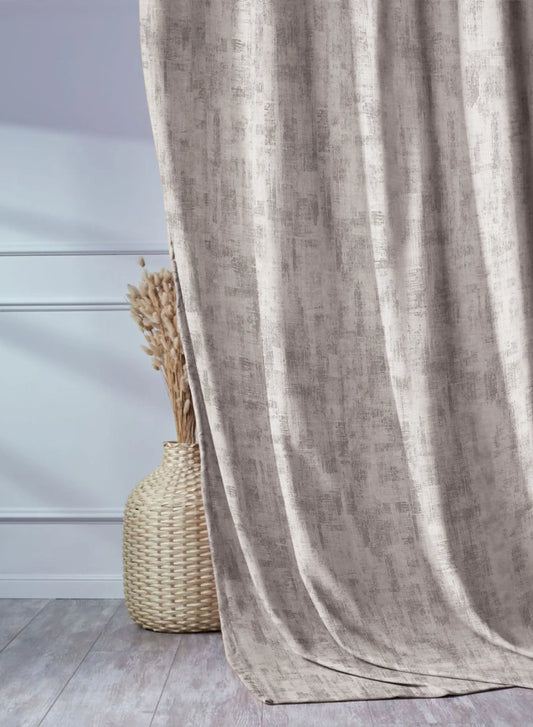 Bling Rustic Vibe Blackout Curtains | 100% Cotton | Beige | Set of 2