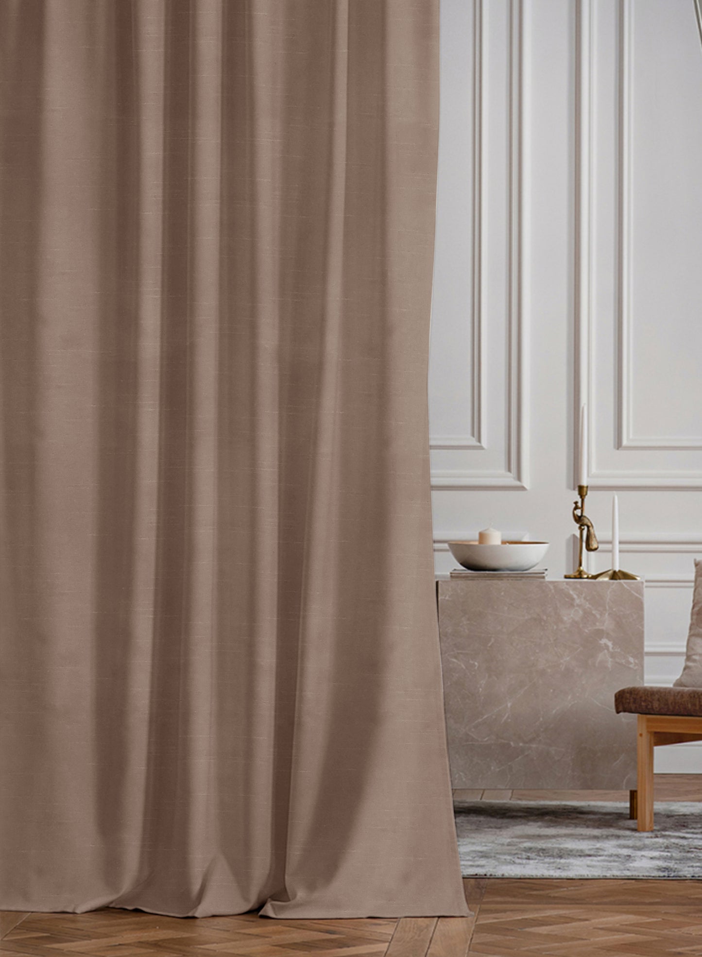 Casper Plain Room Darkening Curtains | Light Brown | Set of 2