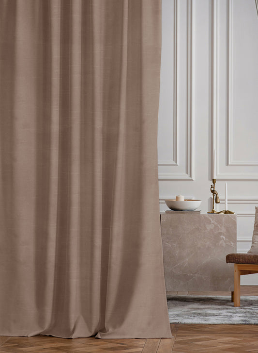 Casper Plain Room Darkening Curtains | Light Brown | Set of 2