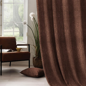 Arezzo Plain Blackout Curtains | Woody Brown | Set of 2