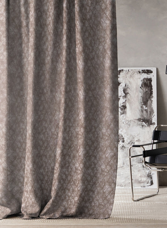 Elwana Jacquard Blackout Curtains | Brown | Set of 2 (Pattern 1)