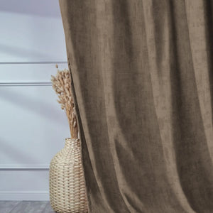 Bling Rustic Vibe Room Darkening Curtains | 100% Cotton | Cocoa Brown | Set of 2