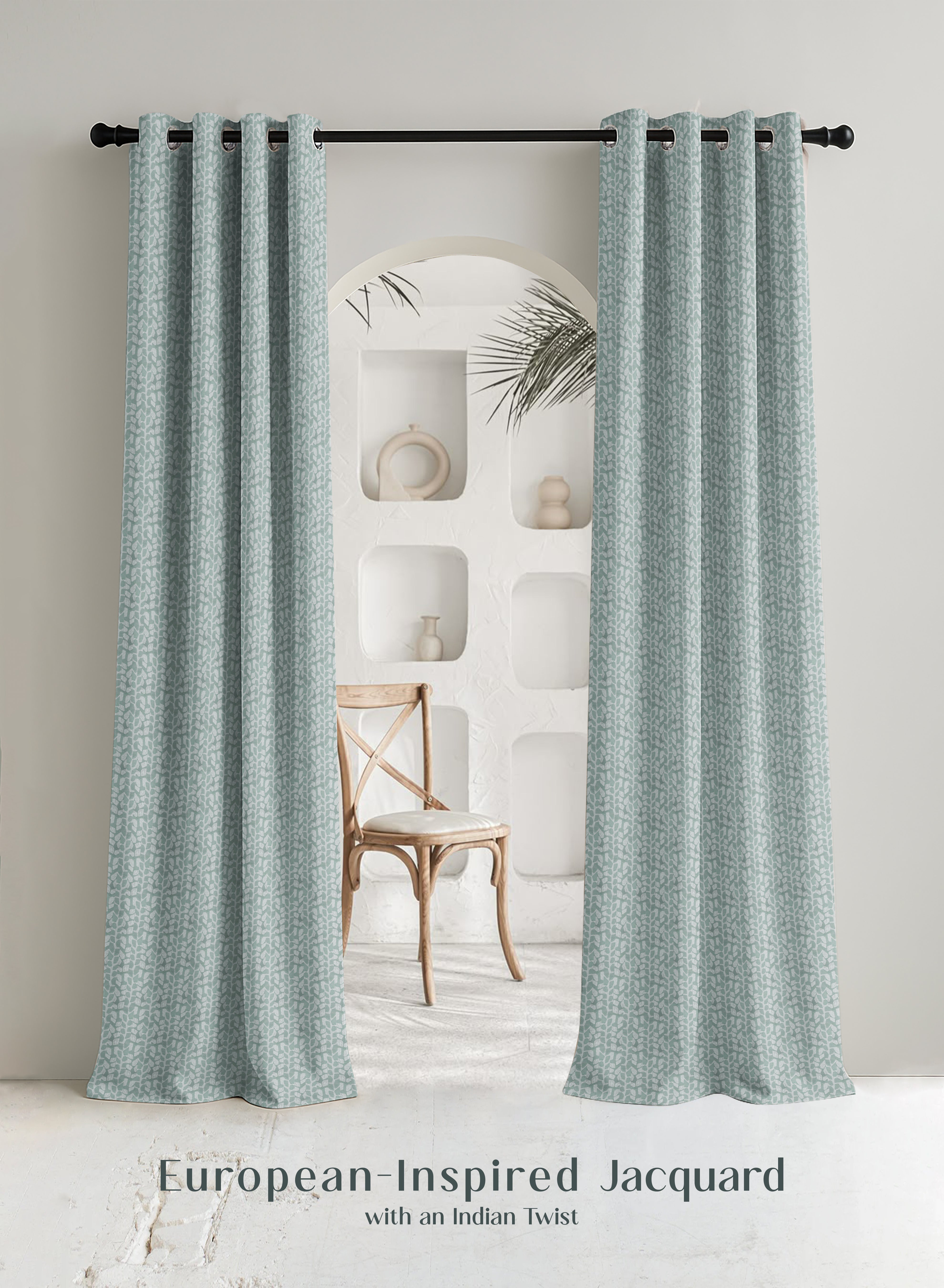 Eudora Jacquard Blackout Curtains | Pebble Jacquard Weave & Total Light Block | Seafoam Green | Set of 2 | Fully Customizable
