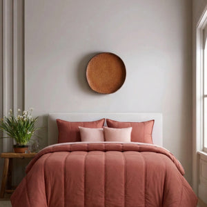 Home Crayons Cocoon AC Comforter Set | 5-Piece Designer Bed Set for Modern Homes | Terracotta