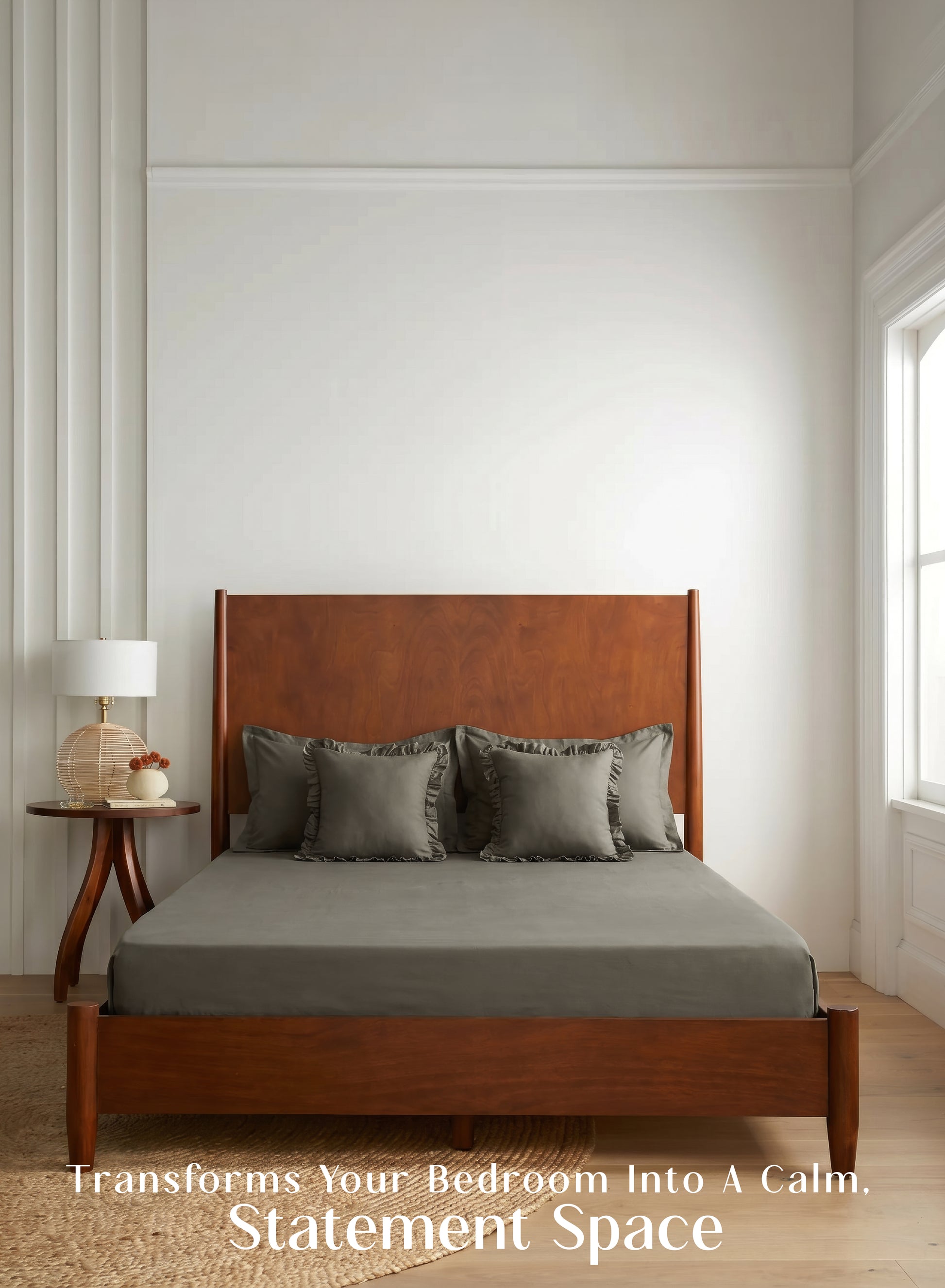 Home Crayons LuxeSoft™ Double Bedsheet Set | Oversized King | Includes 2 Pillow Covers & 2 Cushion Covers | Smoked Coffee