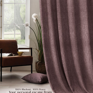 Arezzo Plain Blackout Curtains | Soft Heavy Fabric & Total Light Block | Mauve | Set of 2 | Fully Customizable