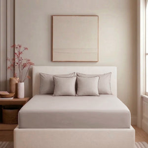Home Crayons LuxeFit™ Fitted Bedsheet Set | Perfect Fit for Queen & King Mattresses | Ivory Beige