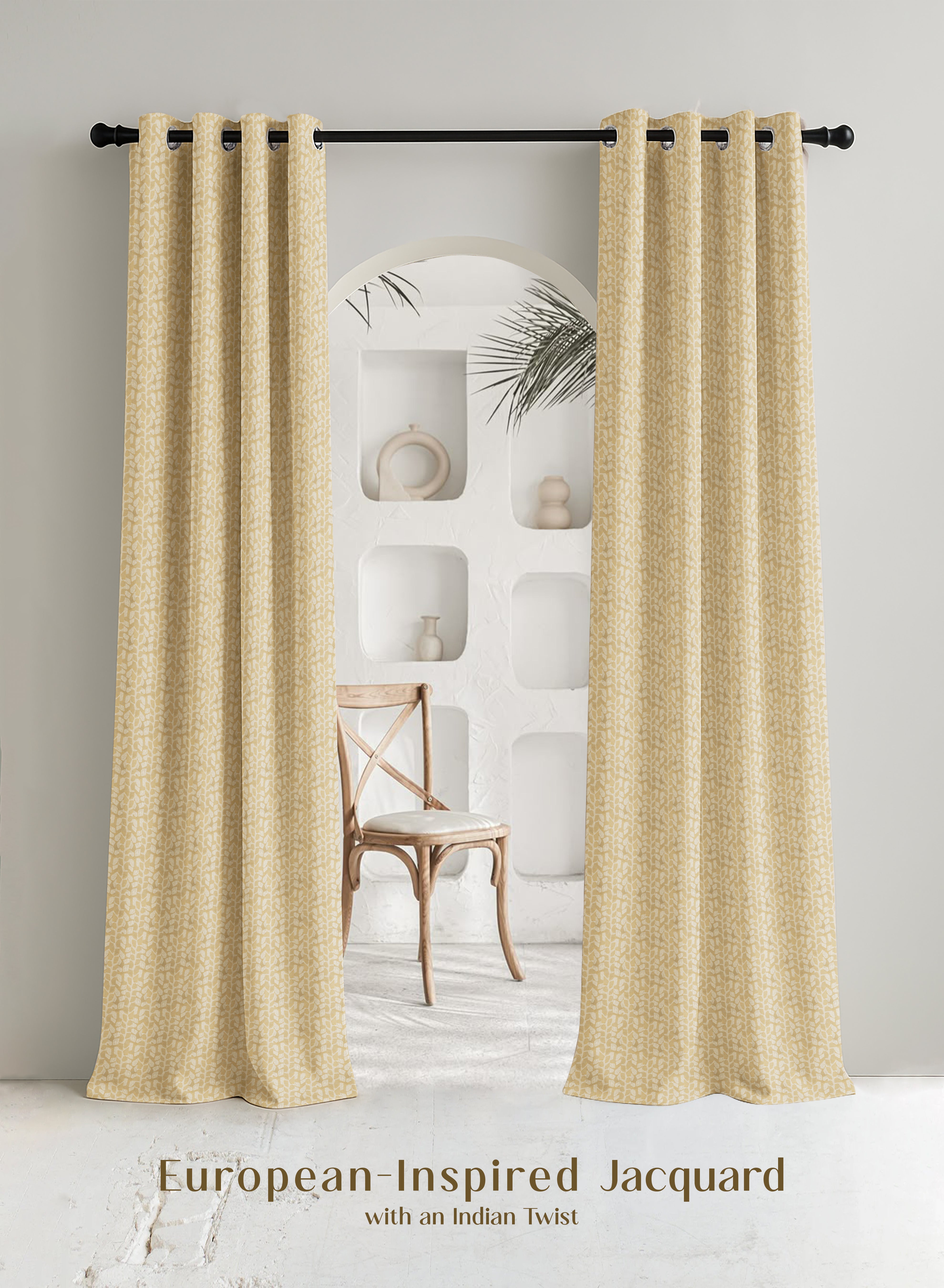 Eudora Jacquard Blackout Curtains | Pebble Jacquard Weave & Total Light Block | Champagne Gold | Set of 2 | Fully Customizable