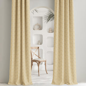 Eudora Jacquard Blackout Curtains | Pebble Jacquard Weave & Total Light Block | Champagne Gold | Set of 2 | Fully Customizable