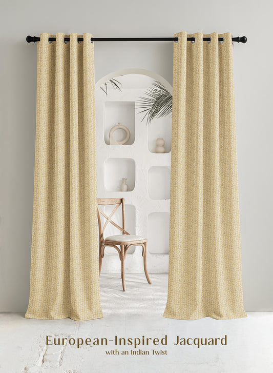 Eudora Jacquard Room Darkening Curtains | Pebble Jacquard Weave | Champagne Gold | Set of 2 | Fully Customizable