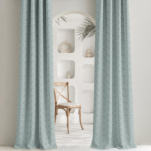 Eudora Jacquard Room Darkening Curtains | Pebble Jacquard Weave | Seafoam Green | Set of 2 | Fully Customizable