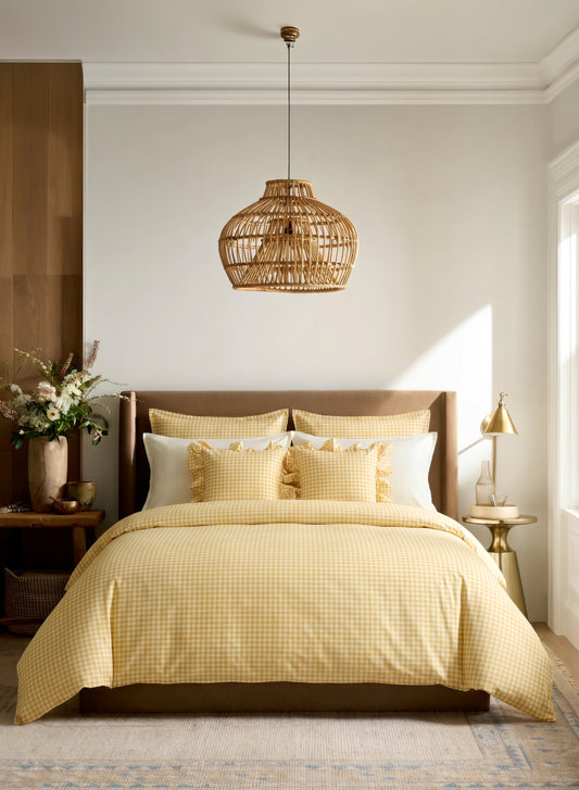 Crayonic™ 8-Piece AC Bedding Set | Signature Designer Bedding for AC Rooms | Sunlit Gingham