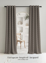 Eudora Jacquard Room Darkening Curtains | Pebble Jacquard Weave | Café Dusk | Set of 2 | Fully Customizable