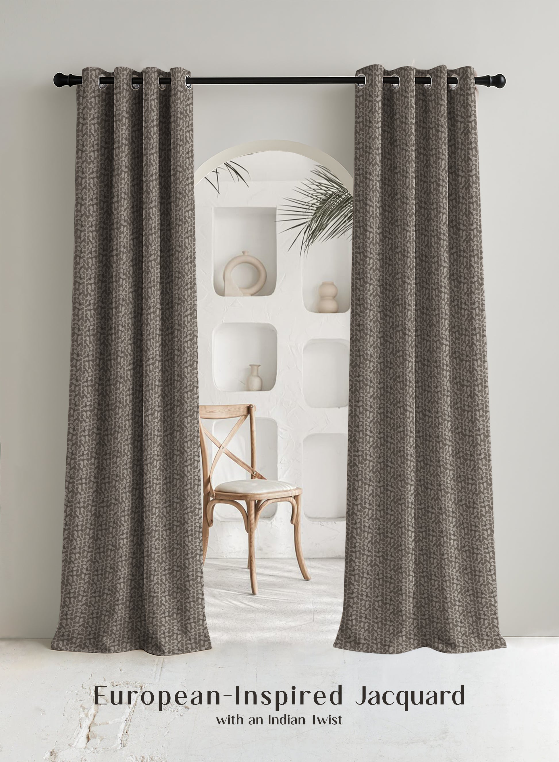 Eudora Jacquard Room Darkening Curtains | Pebble Jacquard Weave | Café Dusk | Set of 2 | Fully Customizable