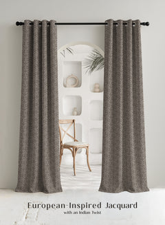 Eudora Jacquard Room Darkening Curtains | Pebble Jacquard Weave | Café Dusk | Set of 2 | Fully Customizable