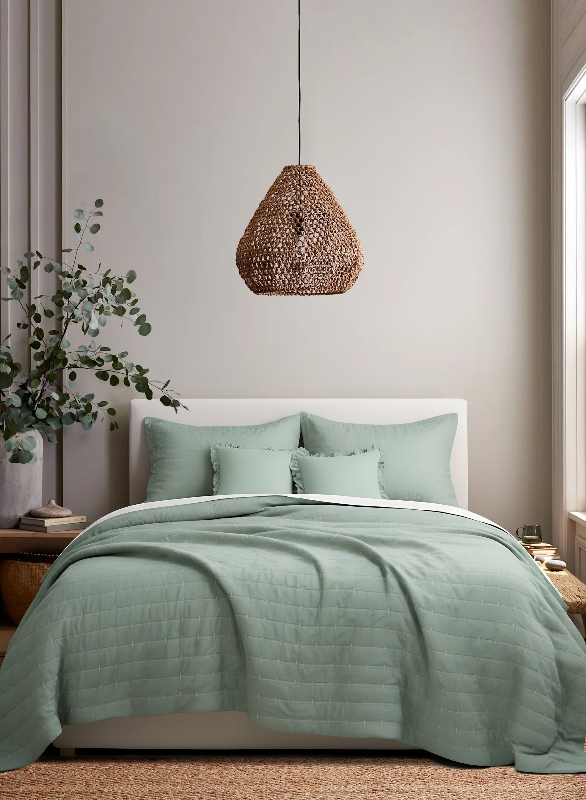 Home Crayons CloudTouch™ Comforter Set | All-Season | 33% Oversized | Includes 2 Pillow Covers & 2 Cushion Covers | Matcha Milk