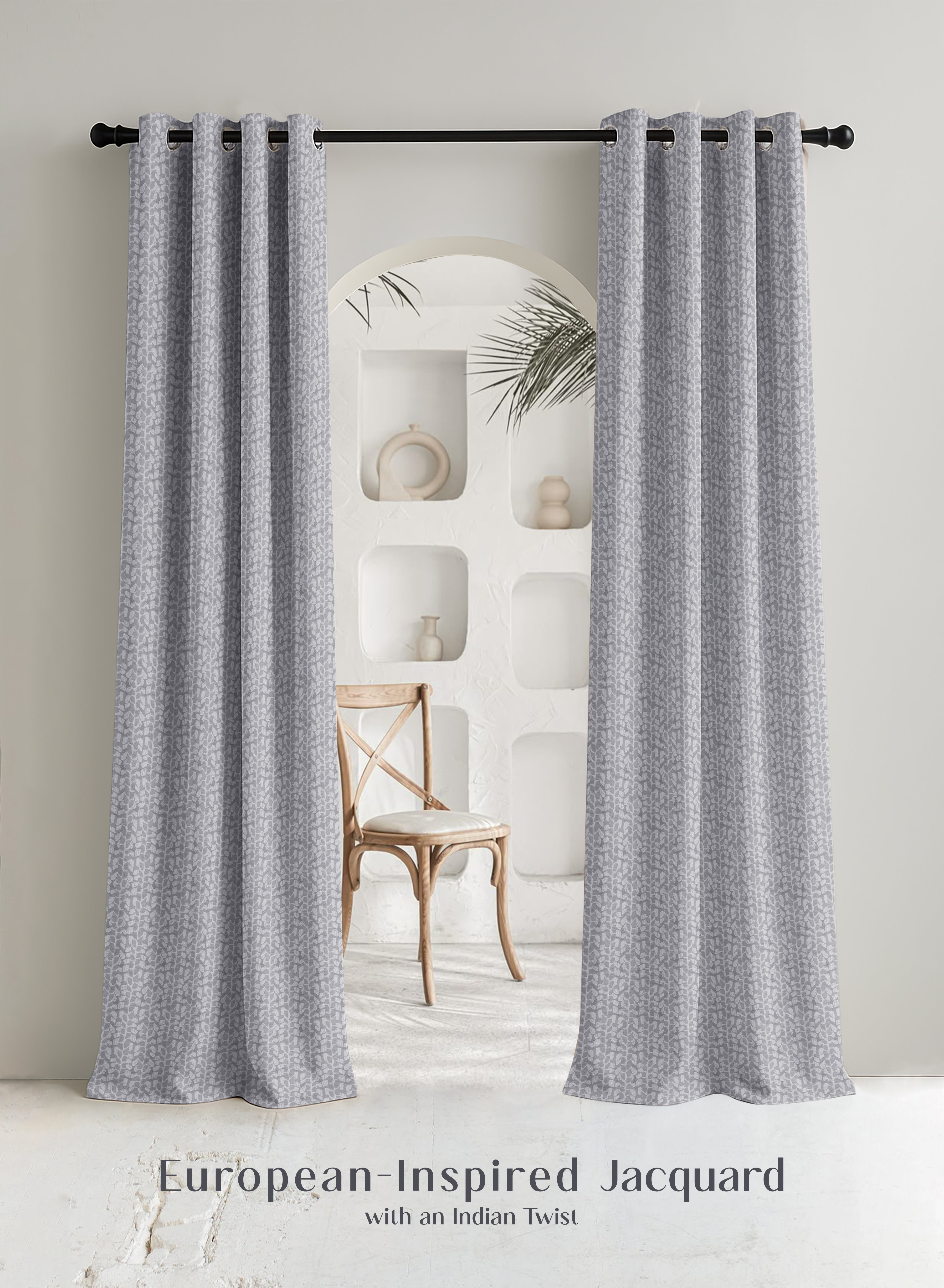 Eudora Jacquard Blackout Curtains | Pebble Jacquard Weave & Total Light Block | Feather Gray | Set of 2 | Fully Customizable