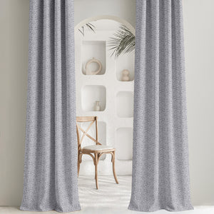 Eudora Jacquard Room Darkening Curtains | Pebble Jacquard Weave | Feather Gray | Set of 2 | Fully Customizable