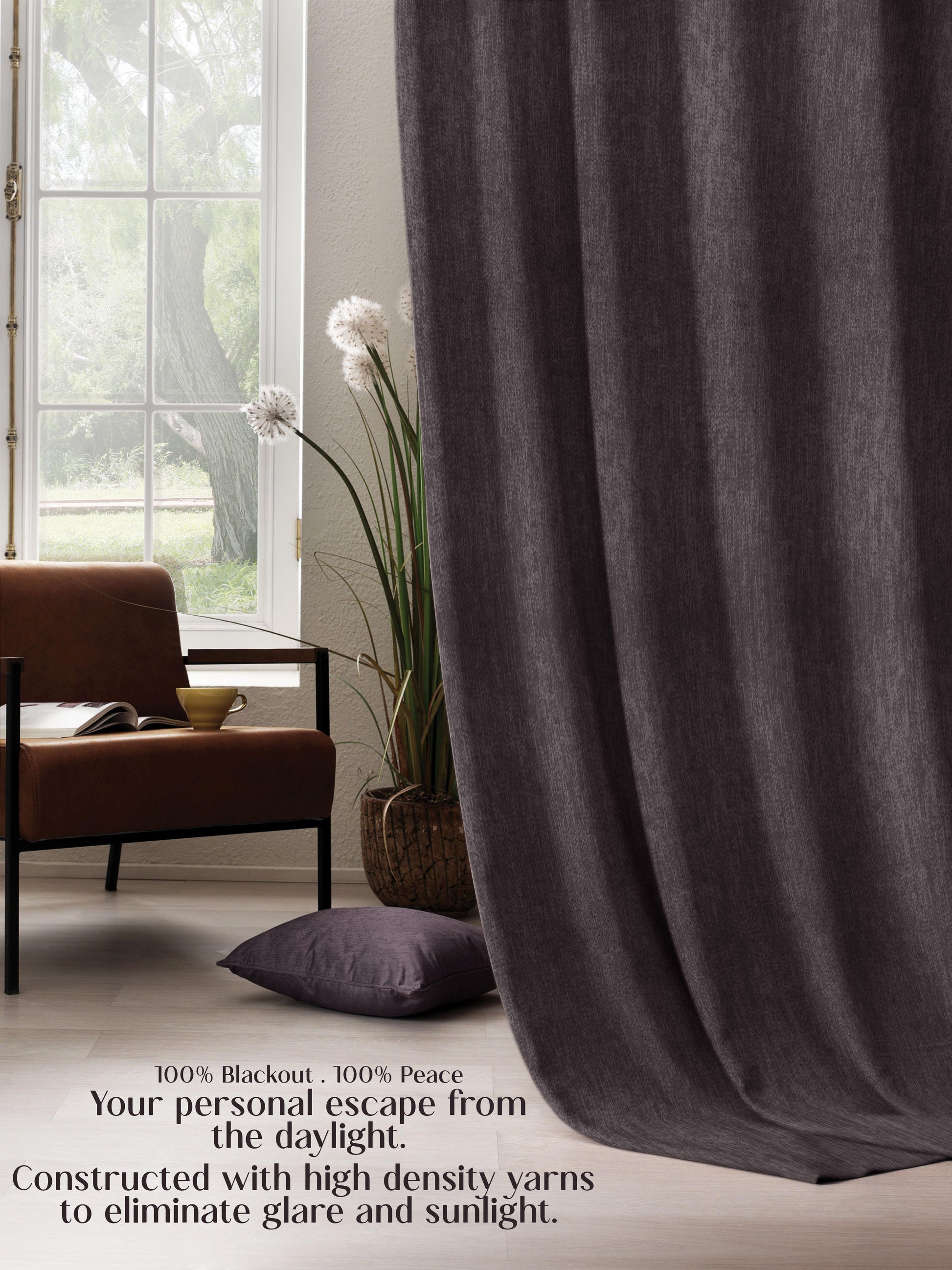 Arezzo Plain Blackout Curtains | Soft Heavy Fabric & Total Light Block | Dark Wine | Set of 2 | Fully Customizable