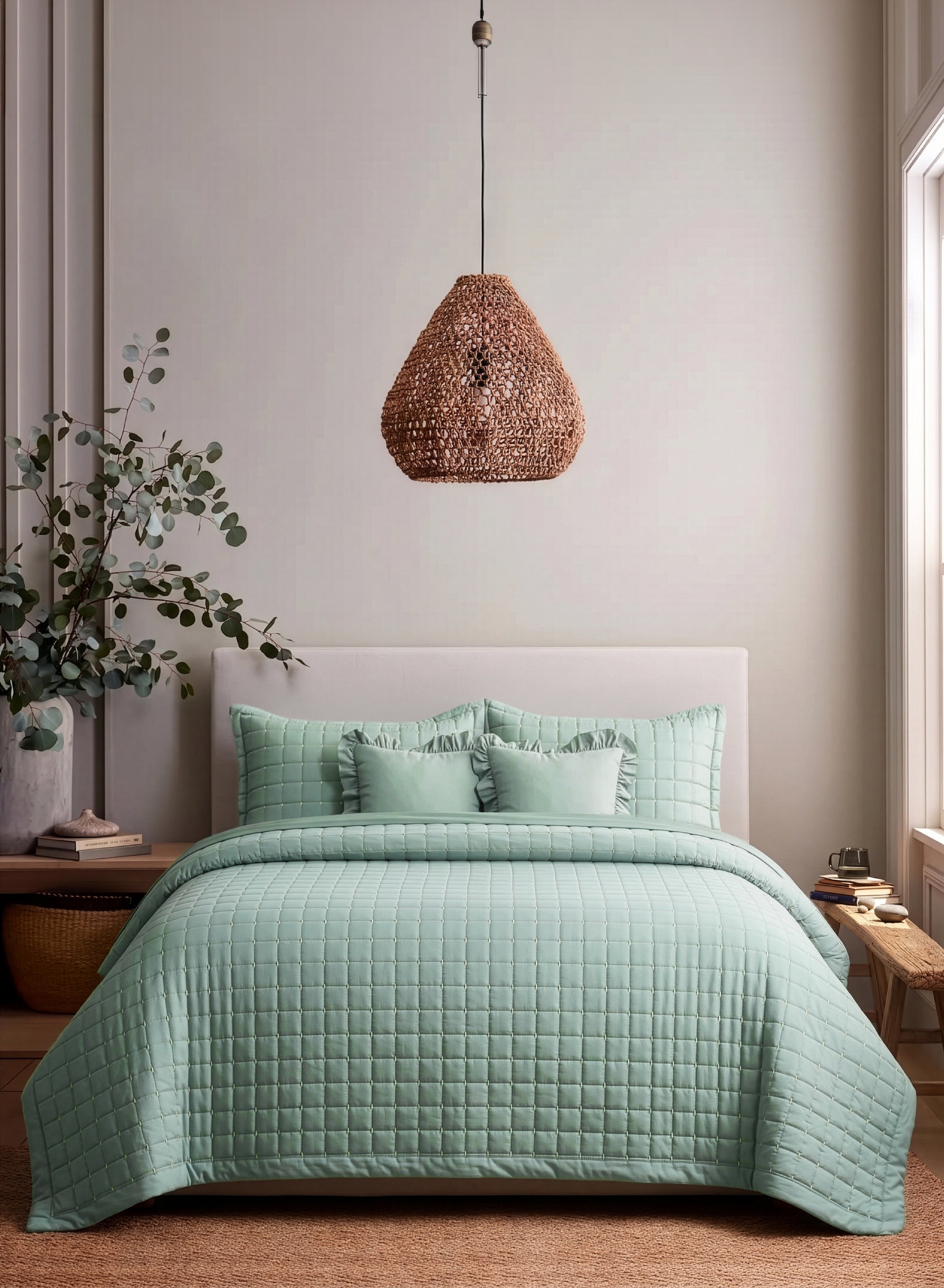 Home Crayons CloudTouch™ 5-Piece AC Comforter Set | 33% Oversized | Includes 2 Pillow & 2 Cushion Covers | Matcha Milk