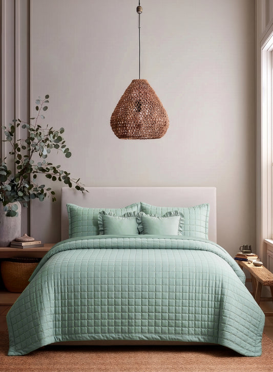 Home Crayons CloudTouch™ 5-Piece AC Comforter Set | 33% Oversized | Includes 2 Pillow & 2 Cushion Covers | Matcha Milk
