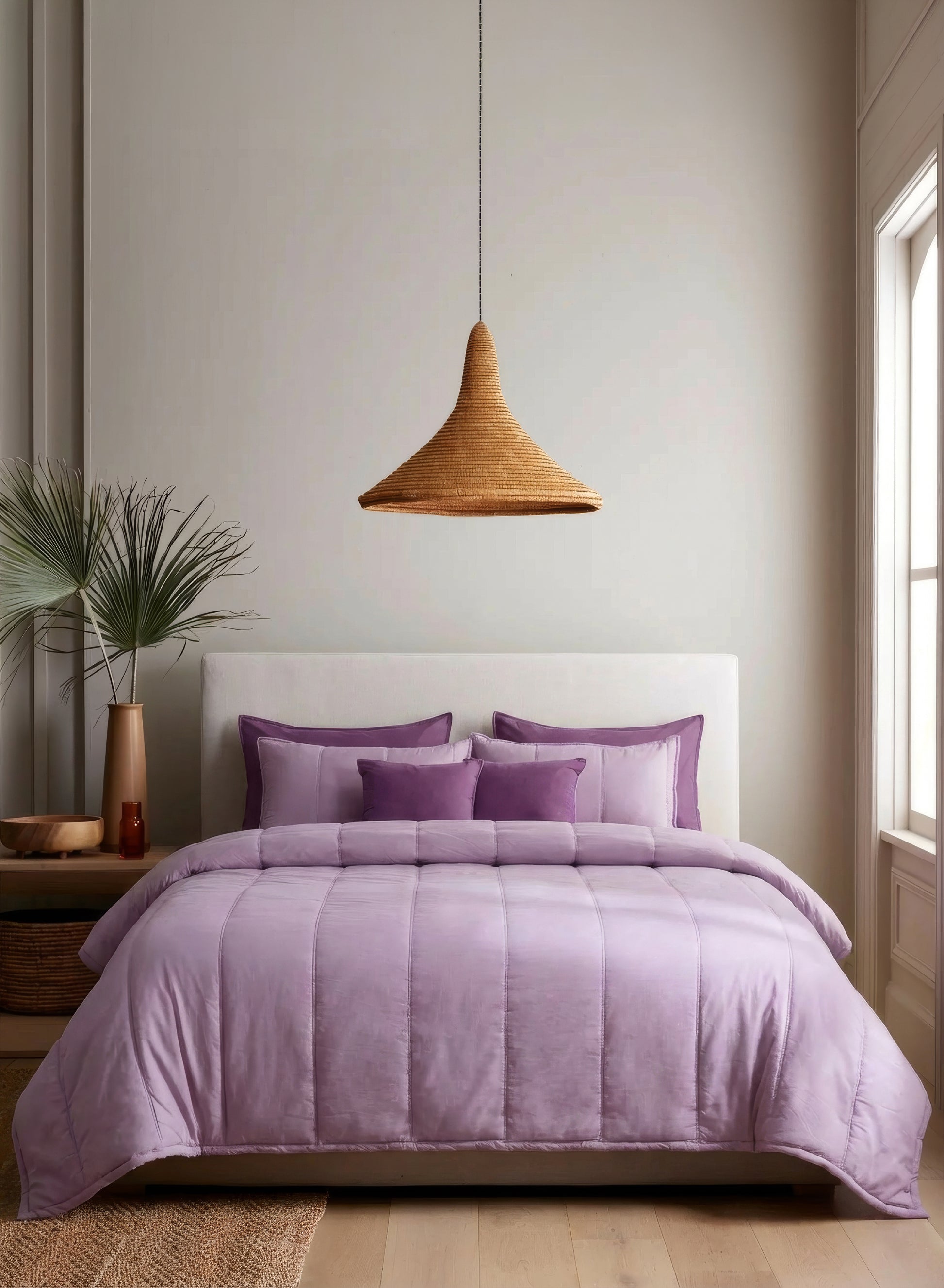 Home Crayons Cocoon 8-Piece AC Bedding Set | Coordinated Comforter, Fitted Sheet & Covers in One Set | Lilac Daisy