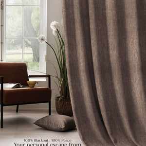 Arezzo Plain Blackout Curtains | Soft Heavy Fabric & Total Light Block | Light Almond | Set of 2 | Fully Customizable