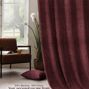 Arezzo Plain Blackout Curtains | Soft Heavy Fabric & Total Light Block | Maroon | Set of 2 | Fully Customizable