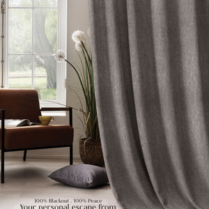 Arezzo Plain Blackout Curtains | Soft Heavy Fabric & Total Light Block | Gray | Set of 2 | Fully Customizable