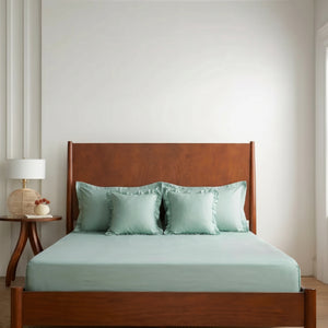Home Crayons LuxeSoft™ Double Bedsheet Set | Oversized King | Includes 2 Pillow Covers & 2 Cushion Covers | Matcha Milk
