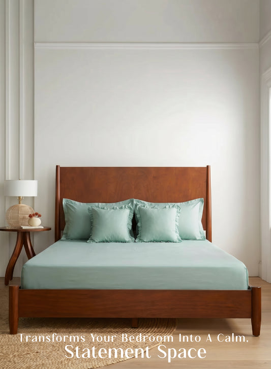 Home Crayons LuxeSoft™ Double Bedsheet Set | Oversized King | Includes 2 Pillow Covers & 2 Cushion Covers | Matcha Milk