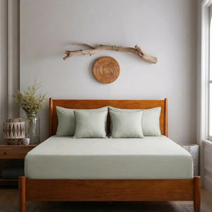Home Crayons LuxeFit™ Fitted Bedsheet Set | Perfect Fit for Queen & King Mattresses | Pastel Pistachio