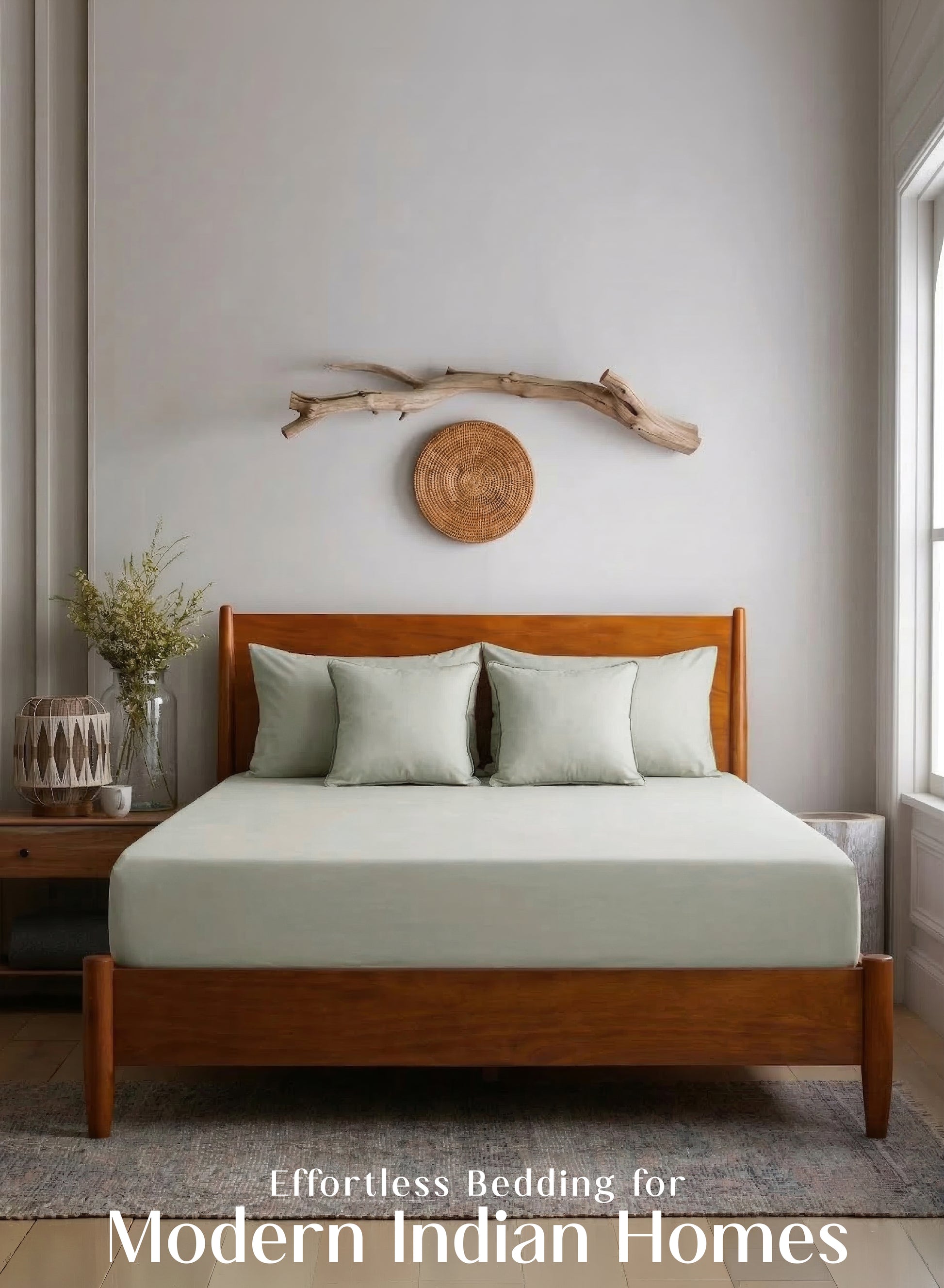 Home Crayons LuxeFit™ Fitted Bedsheet Set | Perfect Fit for Queen & King Mattresses | Pastel Pistachio